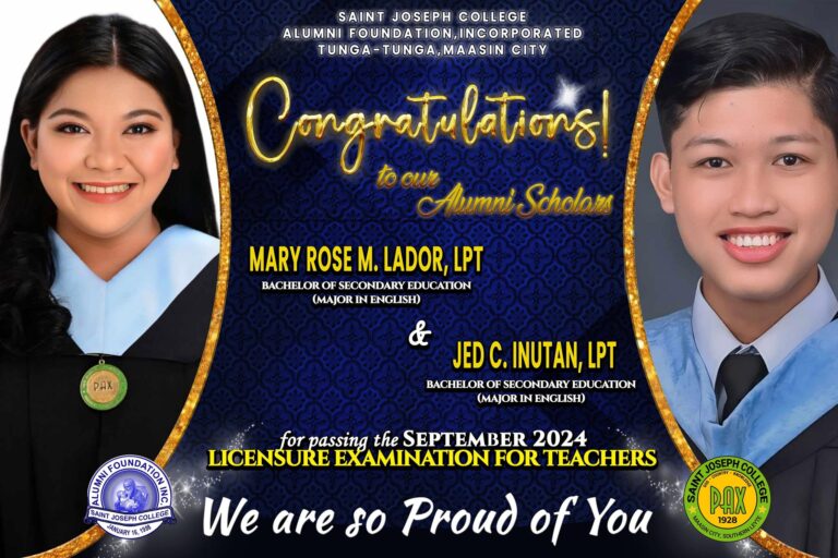 Alumni scholars for passing the September 2024 Licensure Examination for Teachers