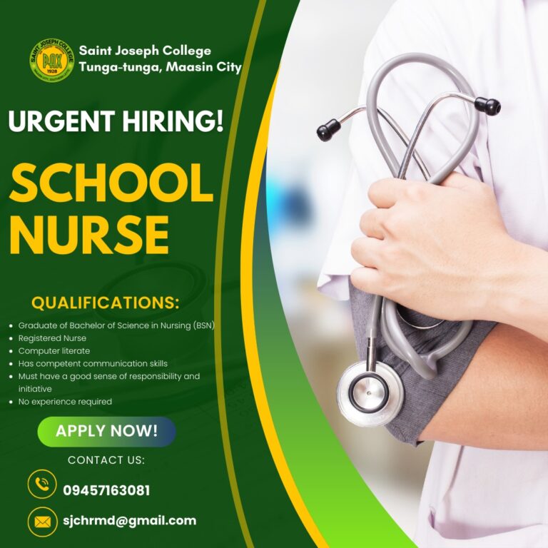 𝐒𝐚𝐢𝐧𝐭 𝐉𝐨𝐬𝐞𝐩𝐡 𝐂𝐨𝐥𝐥𝐞𝐠𝐞 is looking for School Nurse position